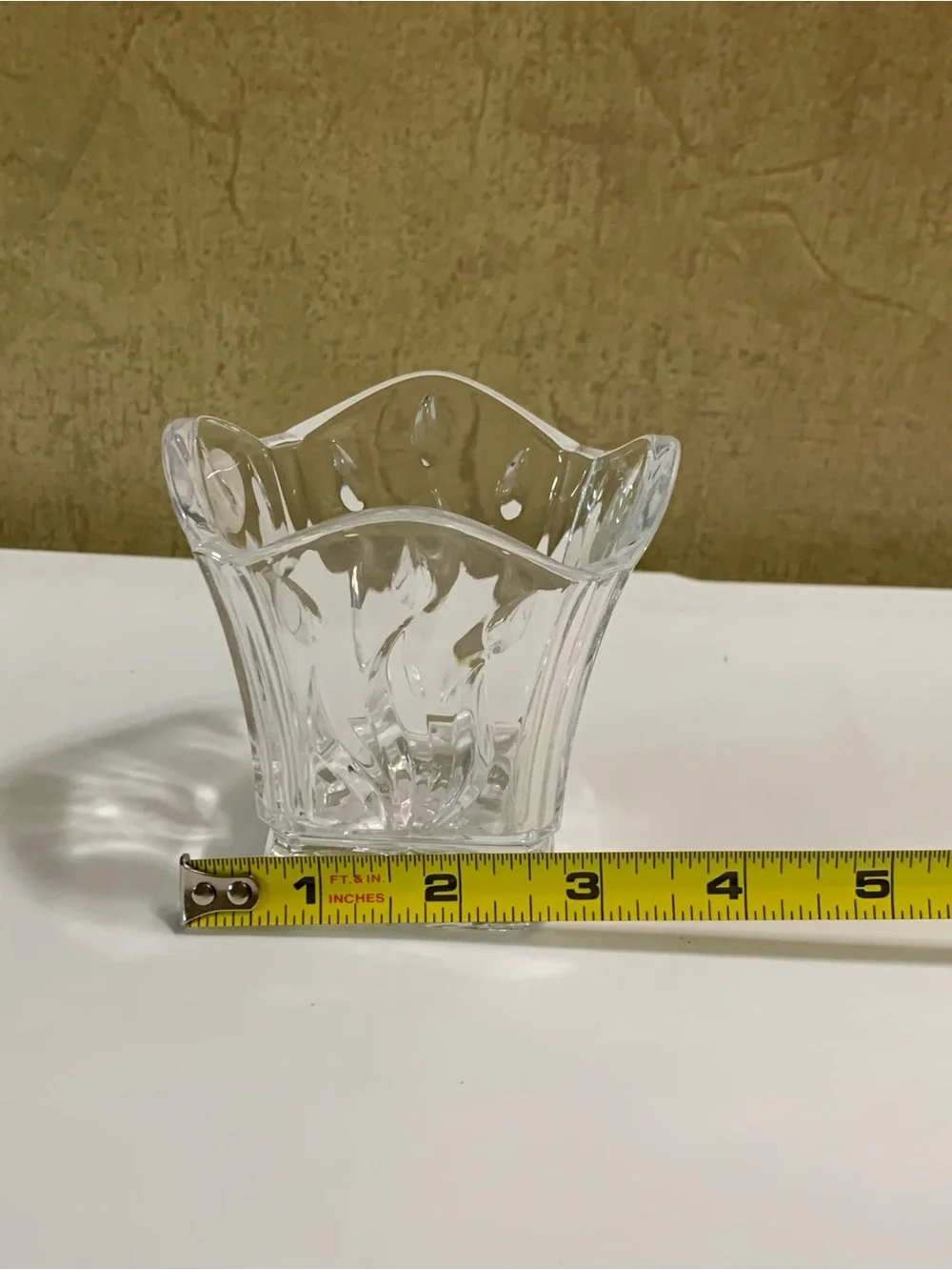 PARTYLITE Lead Crystal Square Votive Candle Holder P7253 NEW in Box